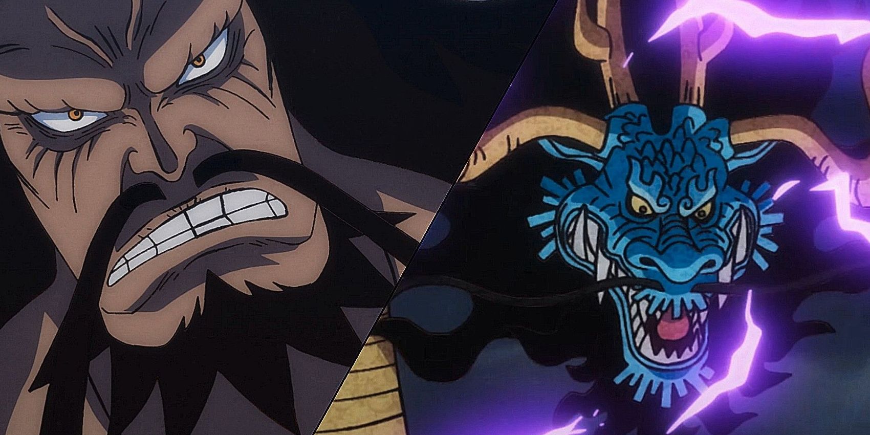 Kaido and his Mythical Zoan form, Azure Dragon, in One Piece