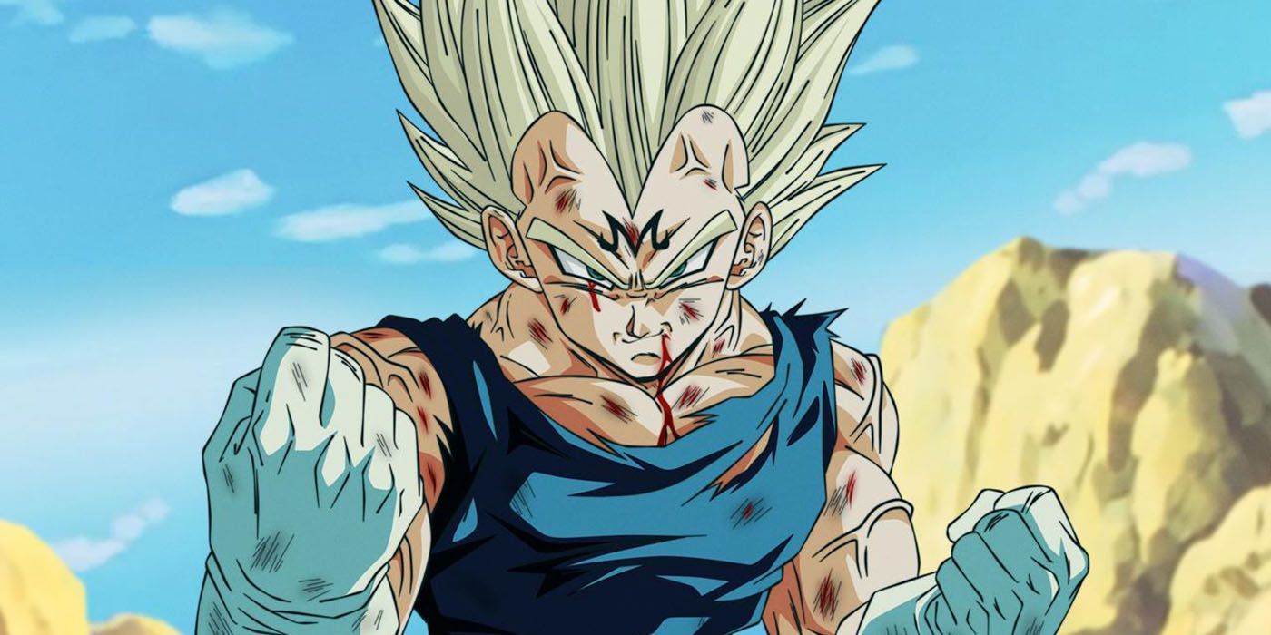 Vegeta staring down the camera in an action pose