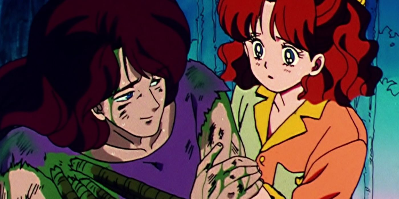 Nephrite saying his final goodbye to Naru in Sailor Moon.