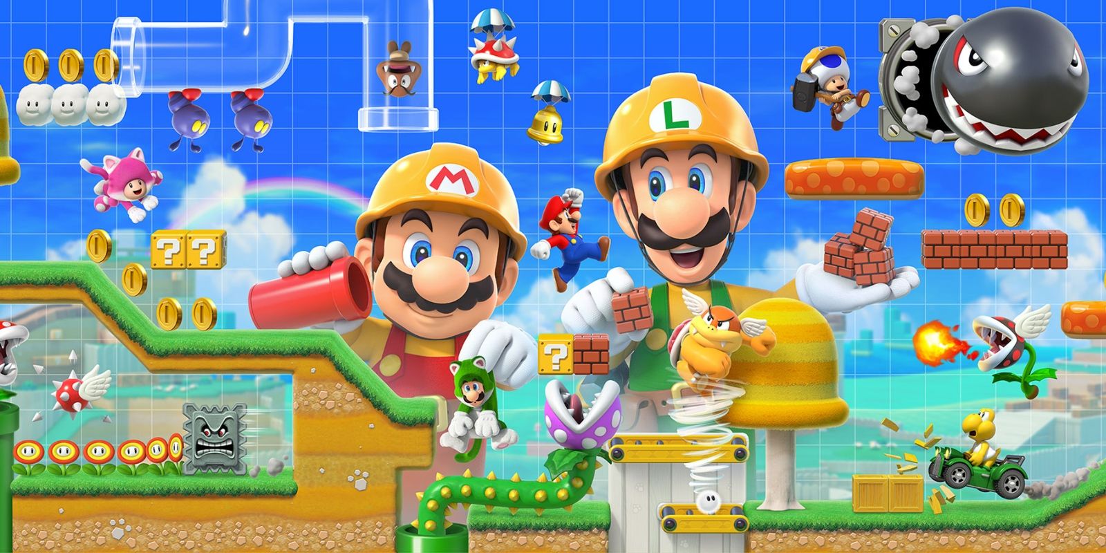 An image of a promo banner for Super Mario Maker 2
