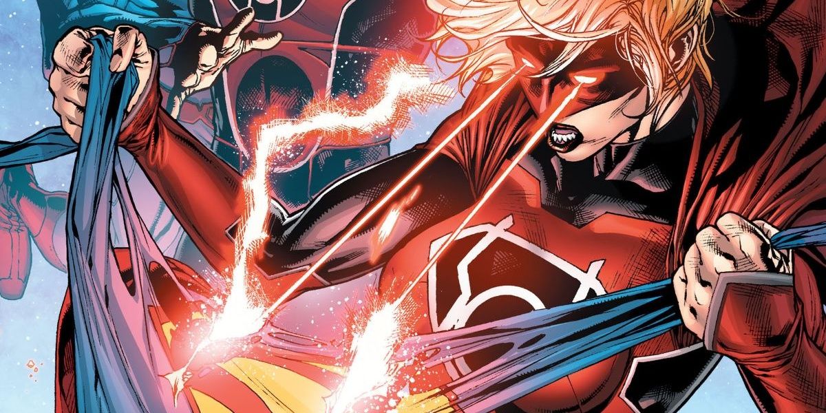 supergirl wielding the red lantern ring