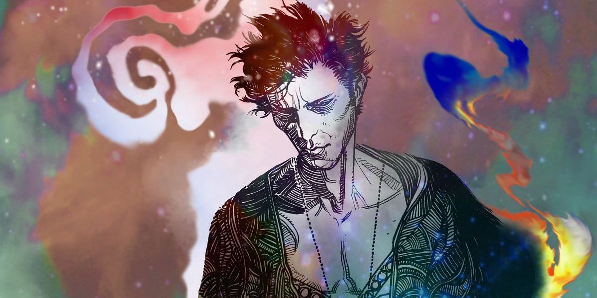 Morpheus stands against a background of swirling colors in DC Comics The Sandman