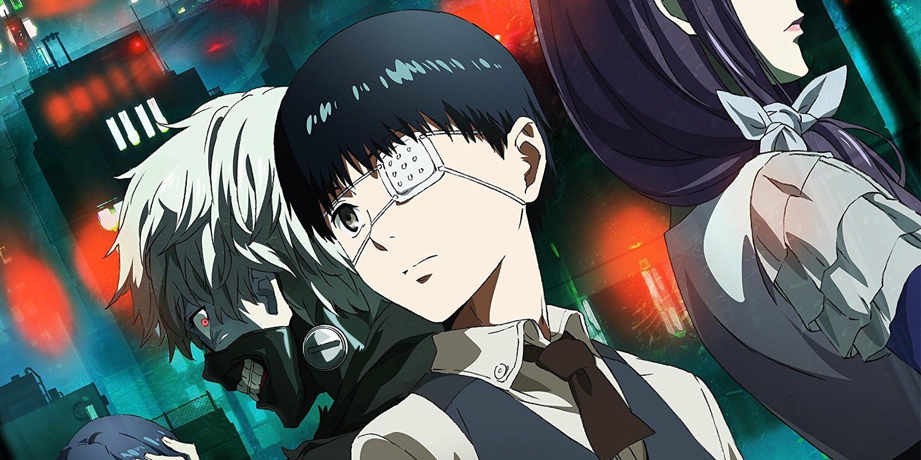 Kaneki back to back with his ghoul persona in the Tokyo Ghoul anime series