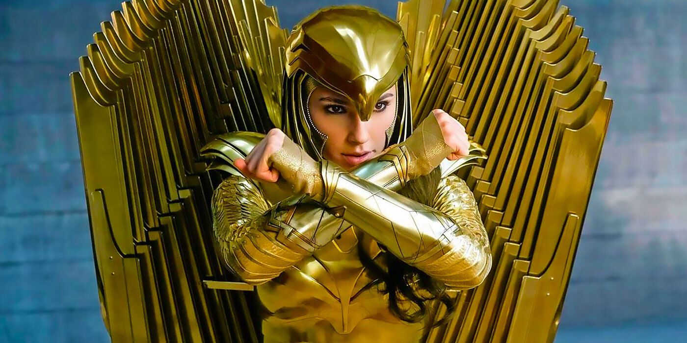 Wonder Woman 1984 wearing golden armor.