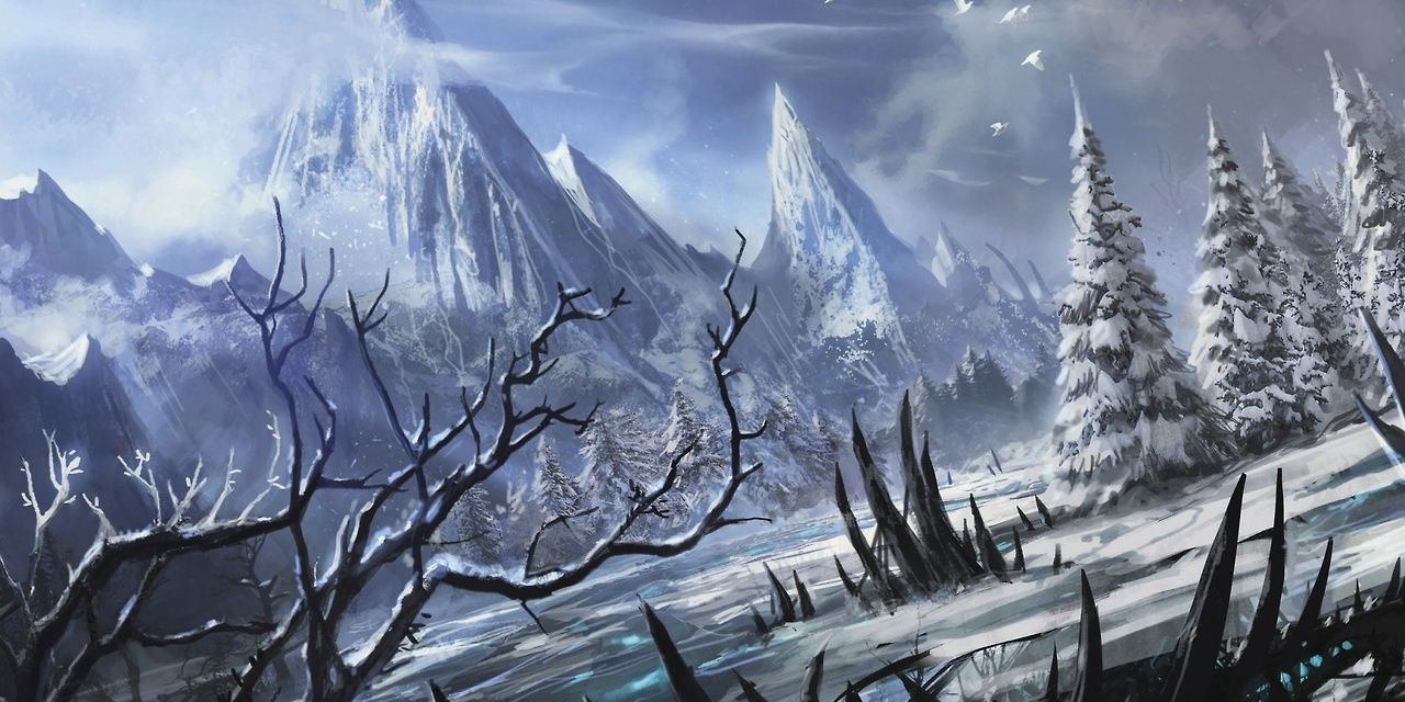 wooded foothills card art in magic the gathering