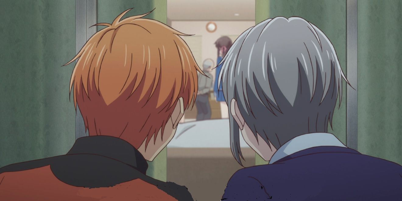 Yuki and Kyo watch outside the window at Tohru's relatives' house - Fruits Basket 2019