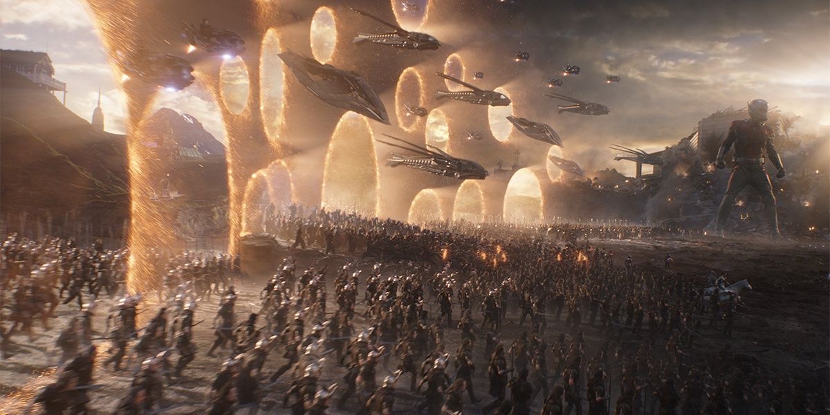 The sorcerers opening portals to bring in everyone for the final battle