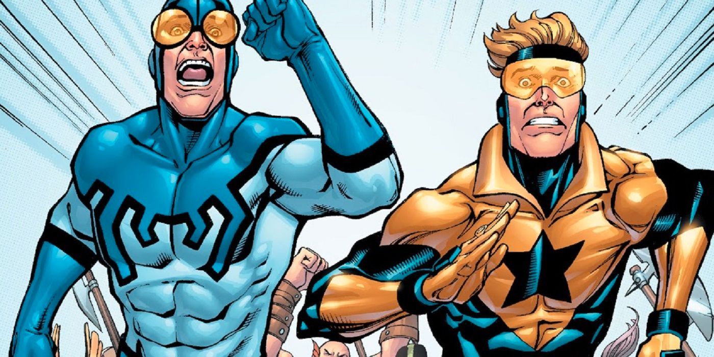 The Blue and Gold team Blue Beetle and Booster Gold