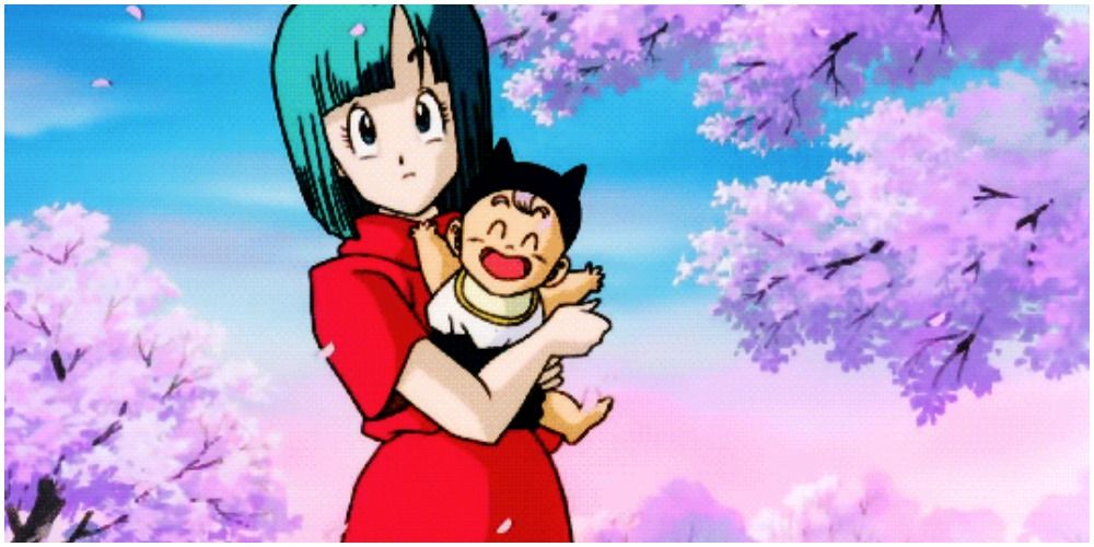 Bulma segura Baby Trunks em Dragon Ball Z