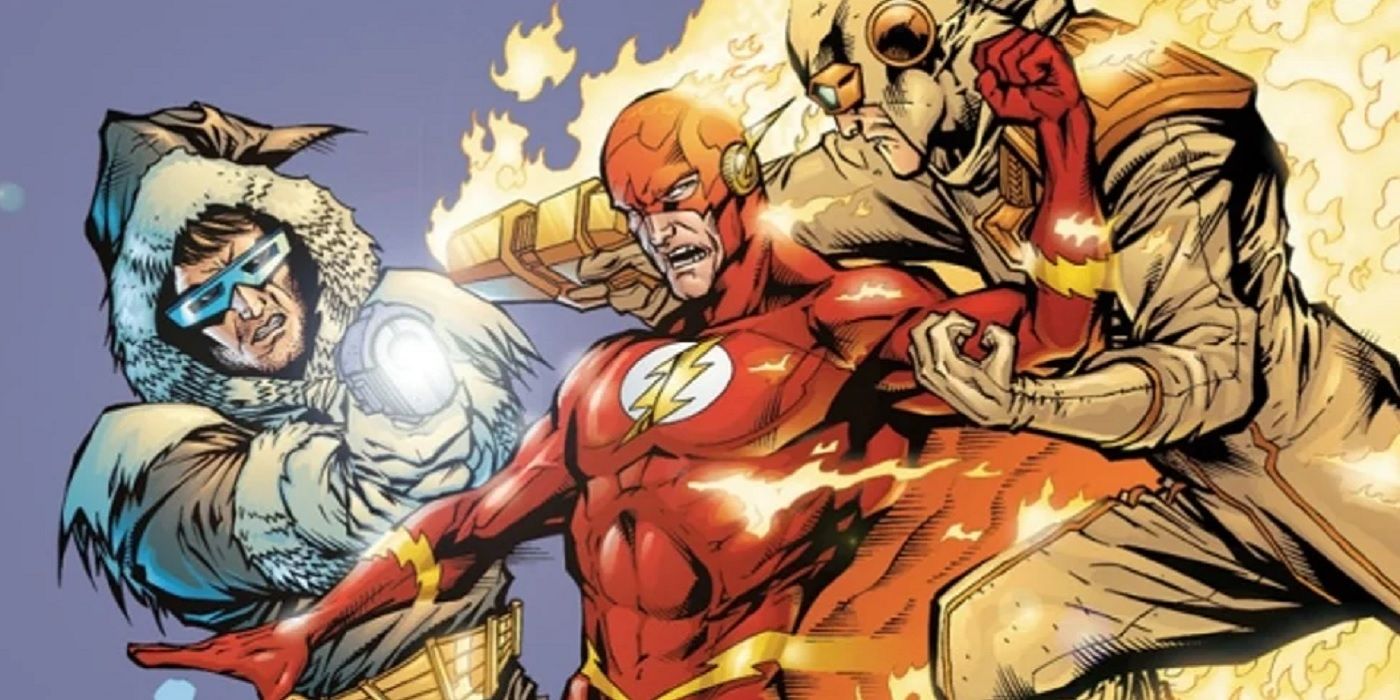Captain Cold and Heatwave battle the Flash