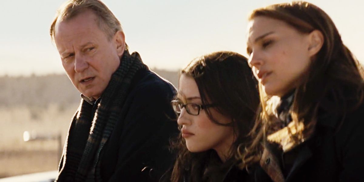 Doctor Erik Selvig, Darcy, and Jane Foster in Thor