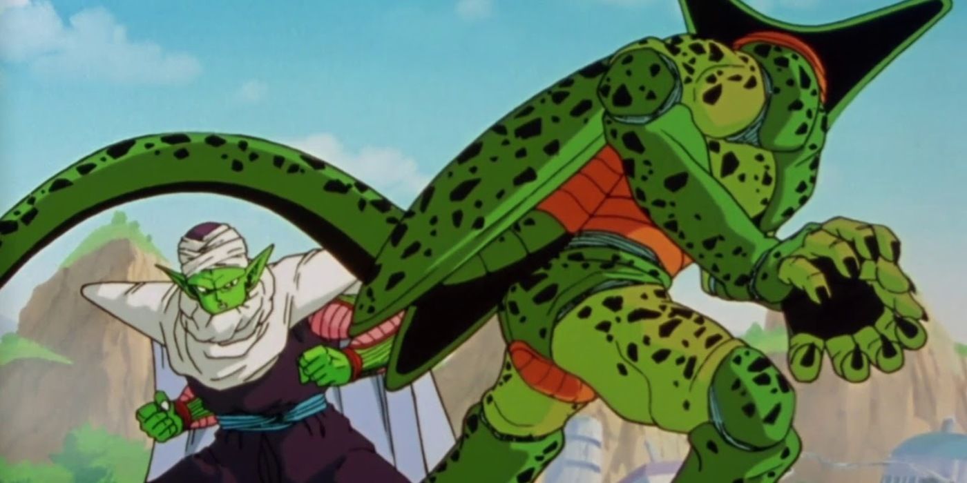Cell Imperfeito luta contra Piccolo em Dragon Ball Z.