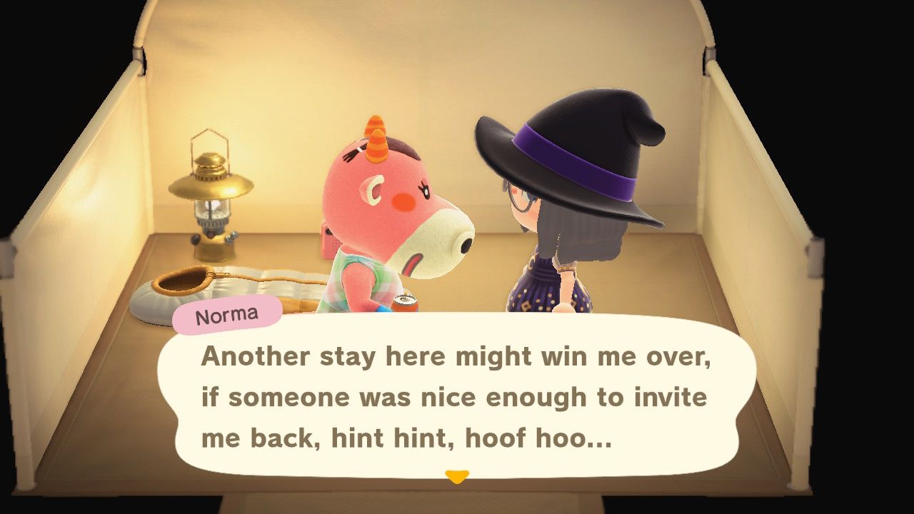 Norma asks for another invite in Animal Crossing: New Horizons