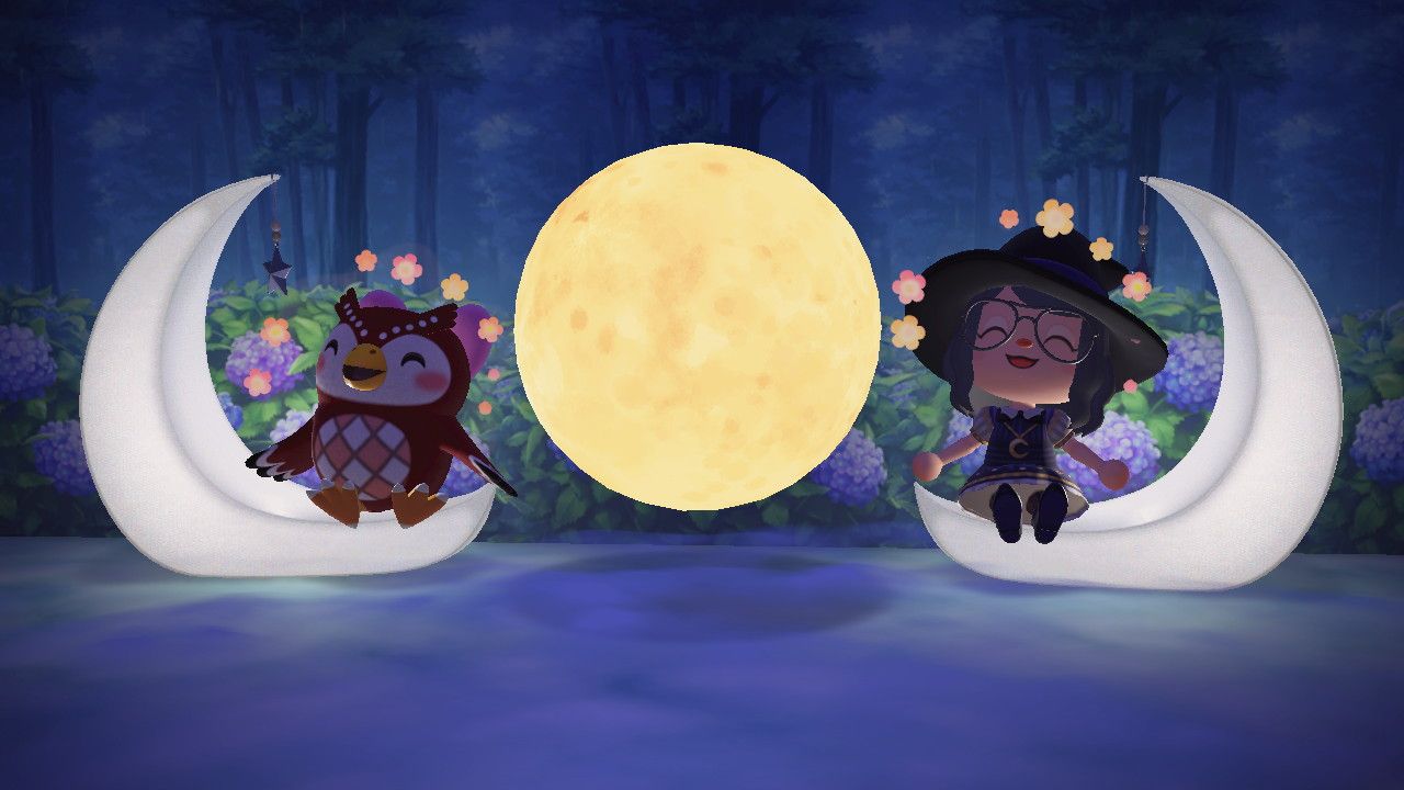 Animal Crossing: New Horizons player stages a photoshoot with Celeste at Harv's Island