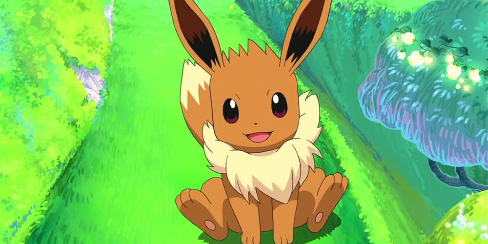 Pokemon: Eevee laying on colorful grass