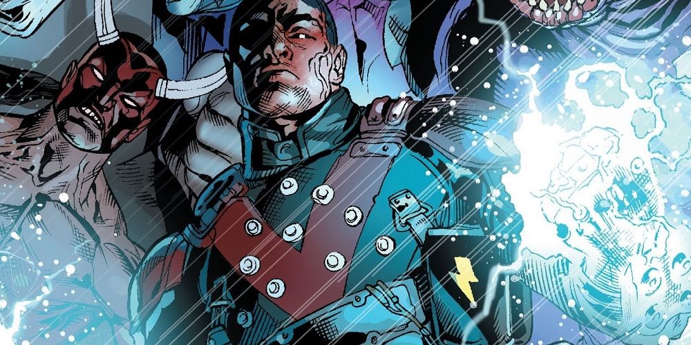 Electrocutioner lights up his shock gloves from DC Comics
