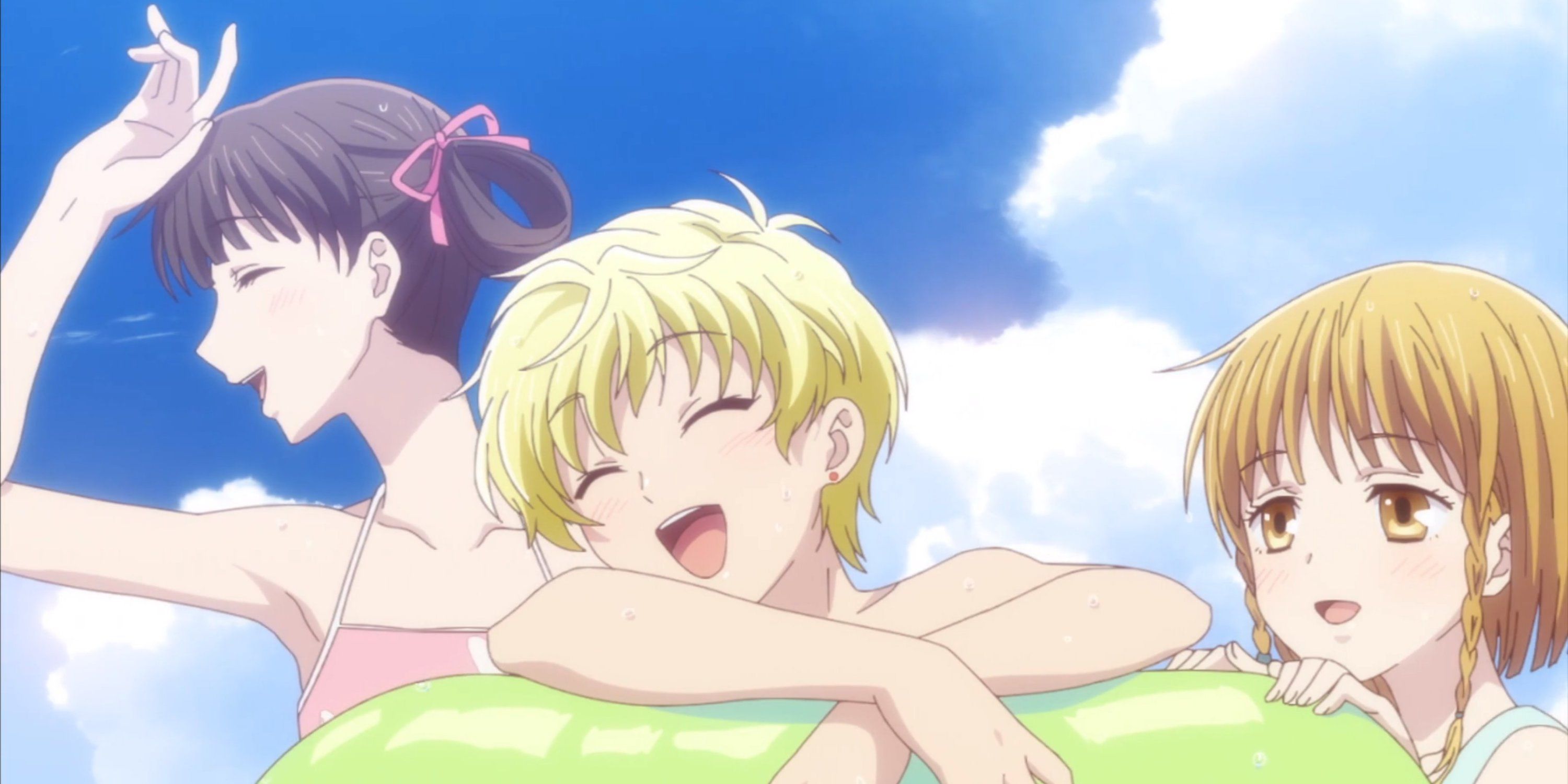 Tohru, Momiji, and Kisa at the beach in Fruits Basket.