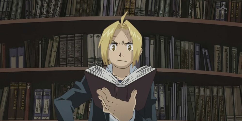 Edward Elric does research in Fullmetal Alchemist.