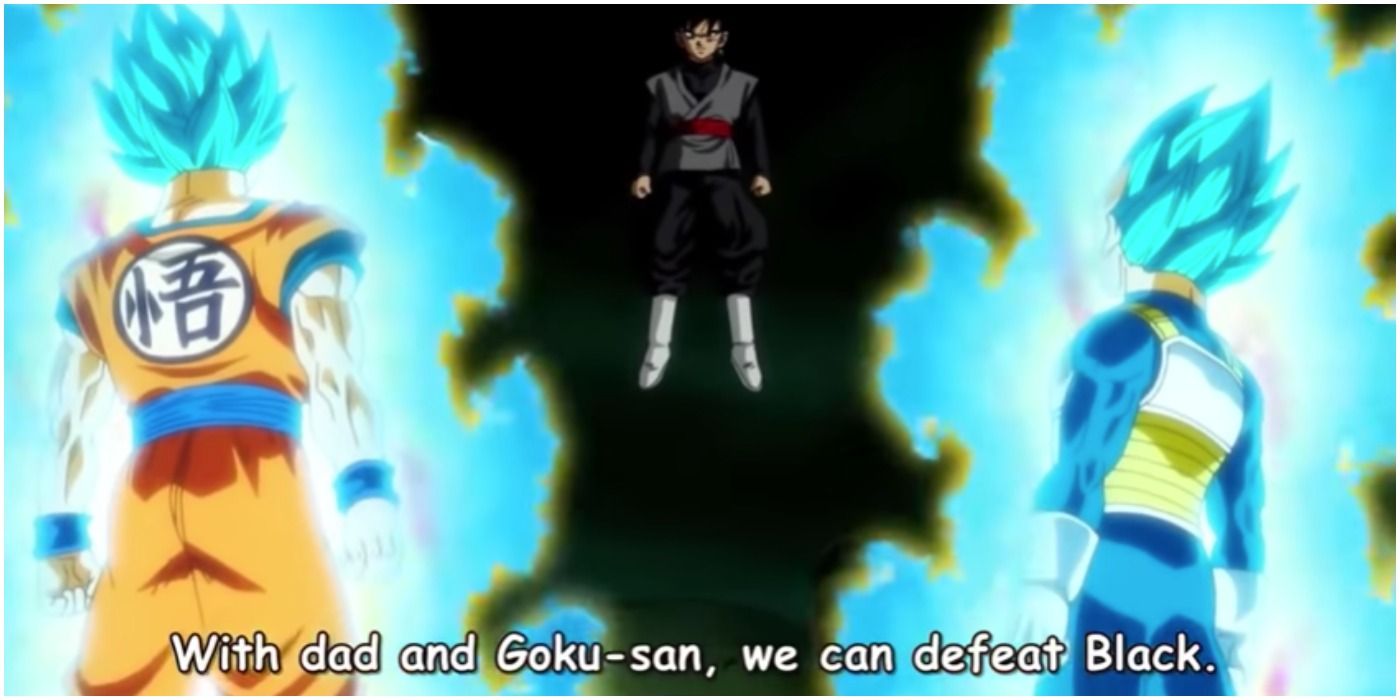 Anime Goku and Vegeta Stand up to Goku Black