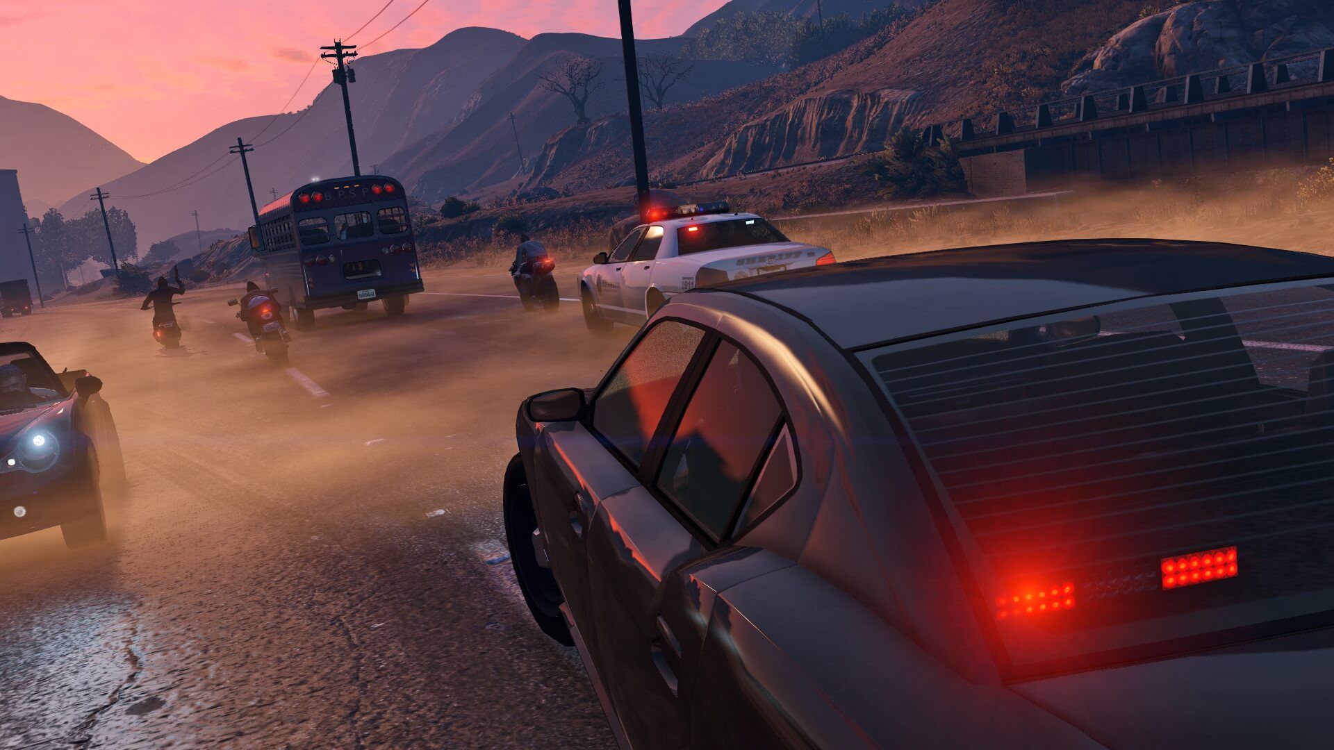 A Car Chase in Grand Theft Auto V Online