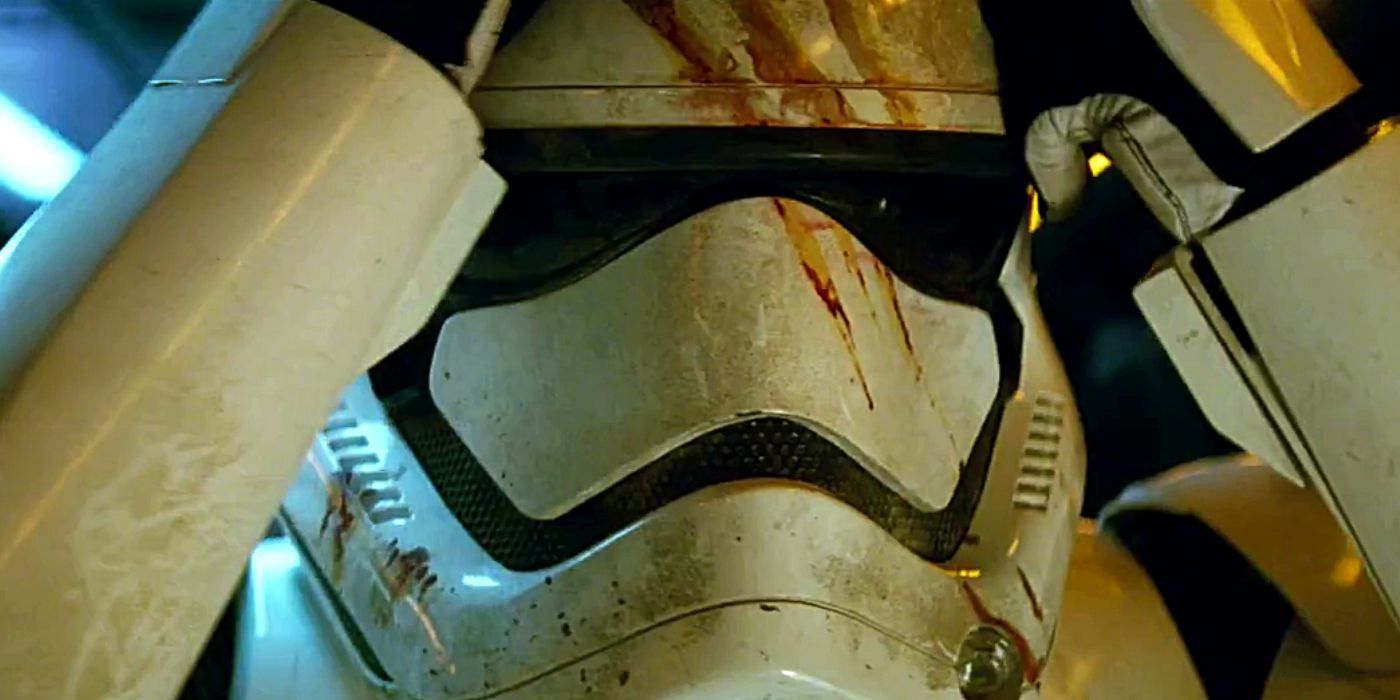 finn in his bloody stormtrooper helmet