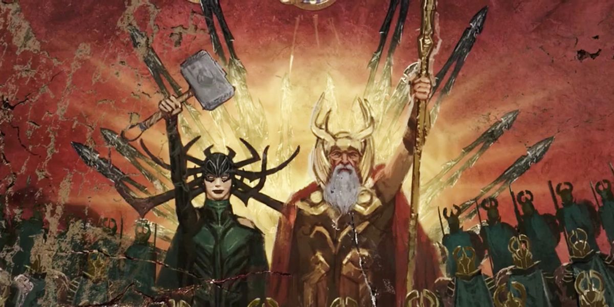Hela Wielding Mjolnir Odin Mural Thor Ragnarok