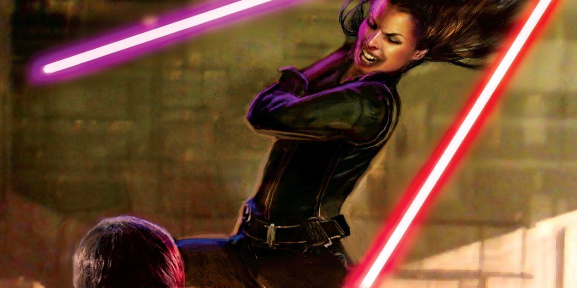 Star Wars Legends' Jaina Solo battling her brother Darth Caedus from the cover of Star Wars: Legacy of the Force: Invincible