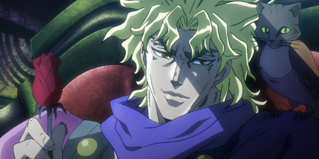 Dio Brando with a cat-bird and rose in JoJo's Bizarre Adventure: Phantom Blood.