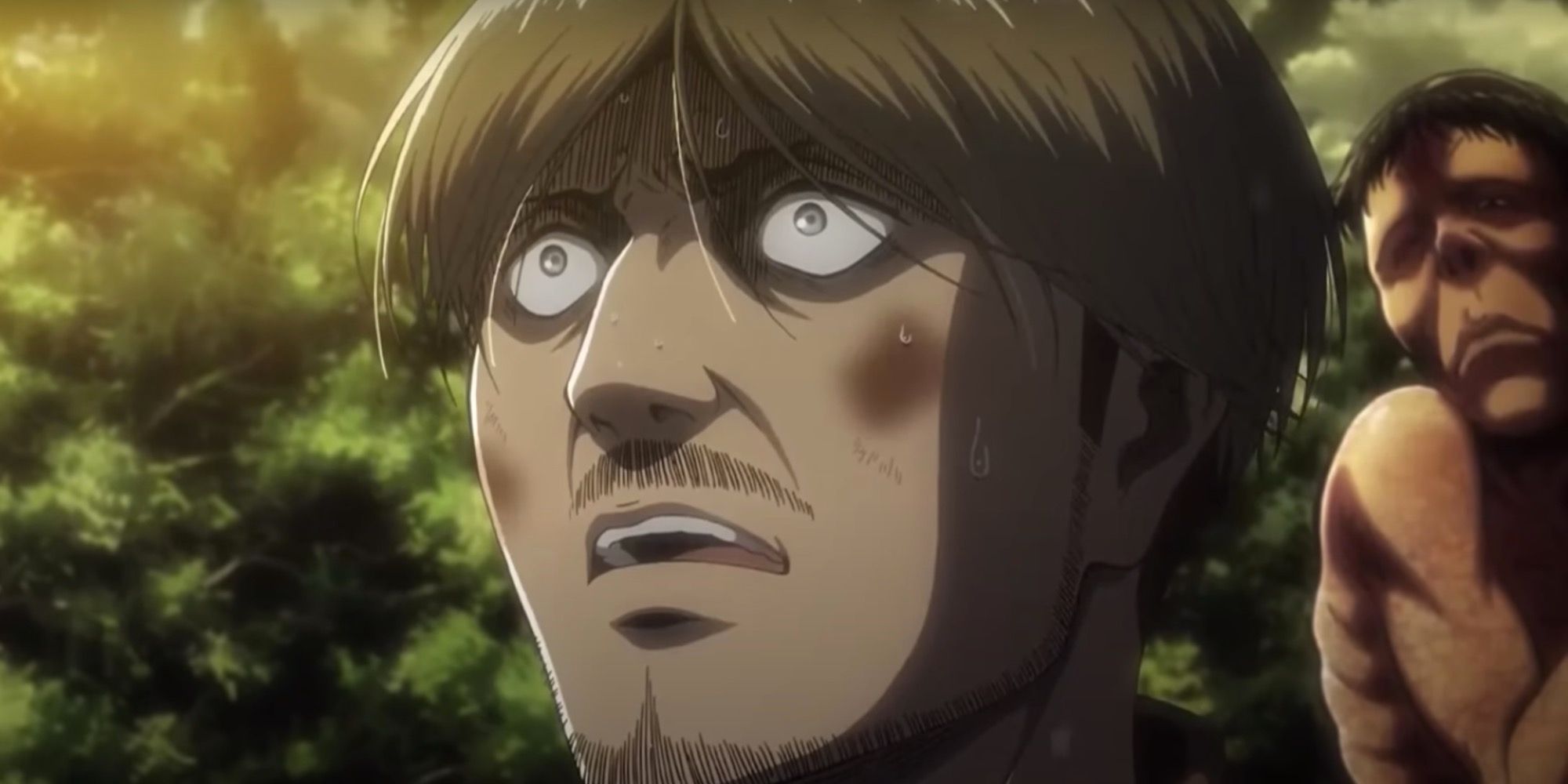 Mike Zacharias looking worried in Attack On Titan.