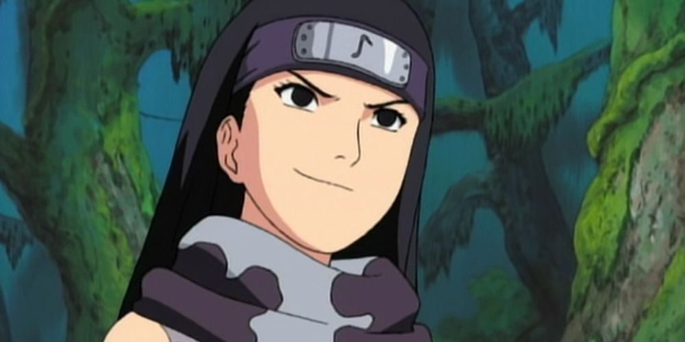 sound ninja kin tsuchi smiling in the forest of death naruto
