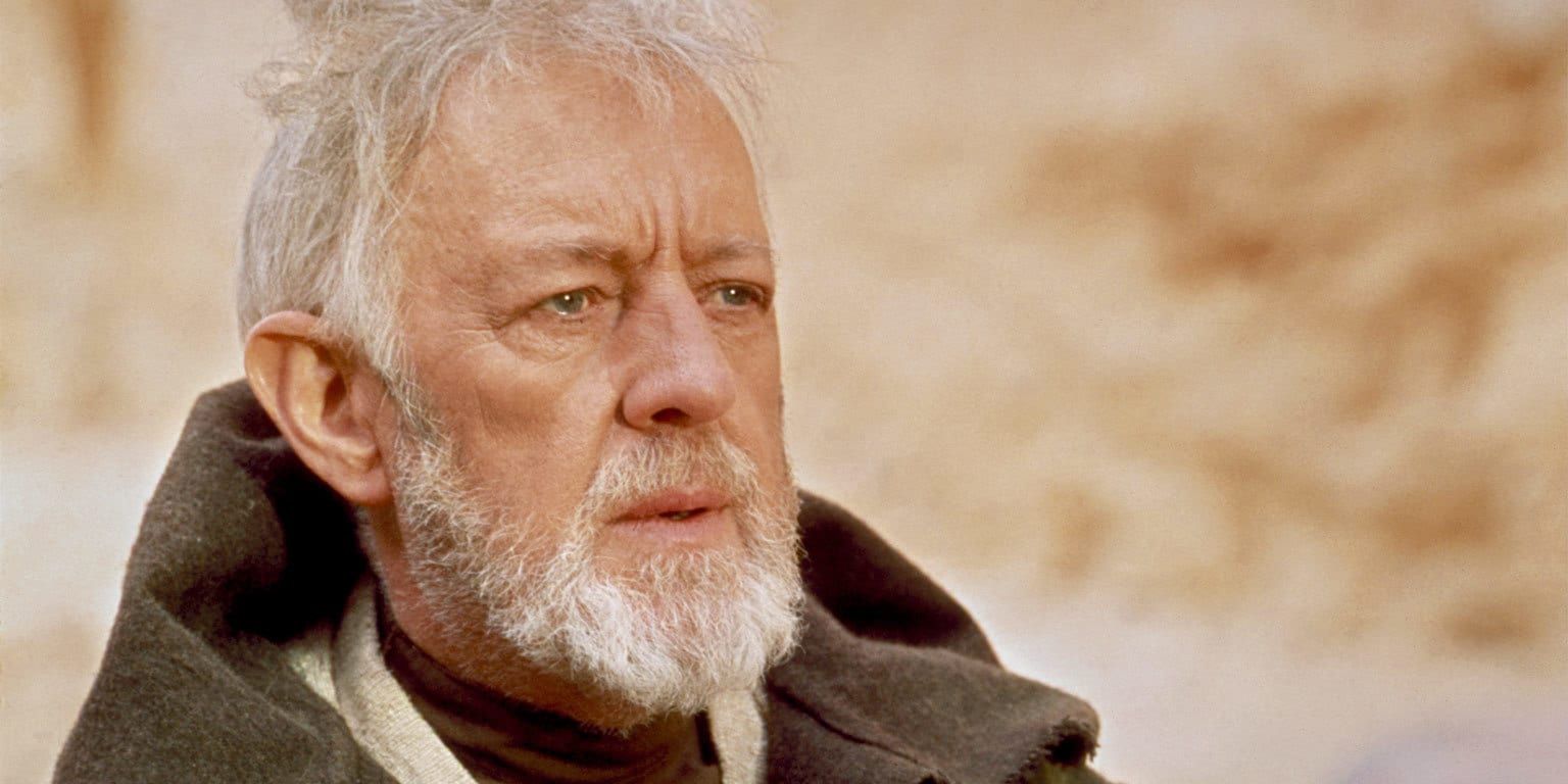 Ben Kenobi looks across Tatooine in Star Wars: A New Hope