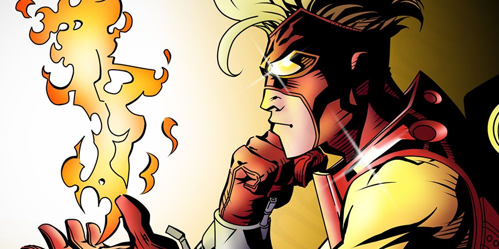 Pyro contemplates a flame in Marvel Comics.