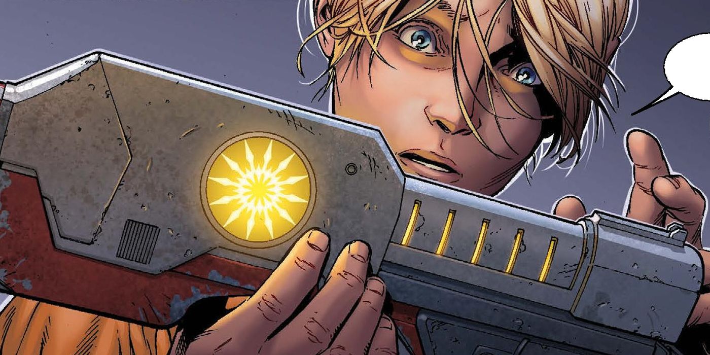 Young Peter Quill holding his Element Gun in Marvel Comics