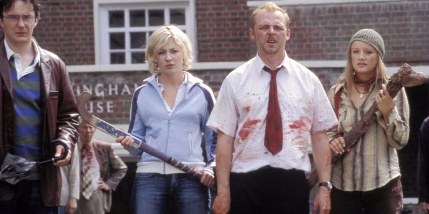 Simon Pegg and his fellow survivors in Shaun of the Dead