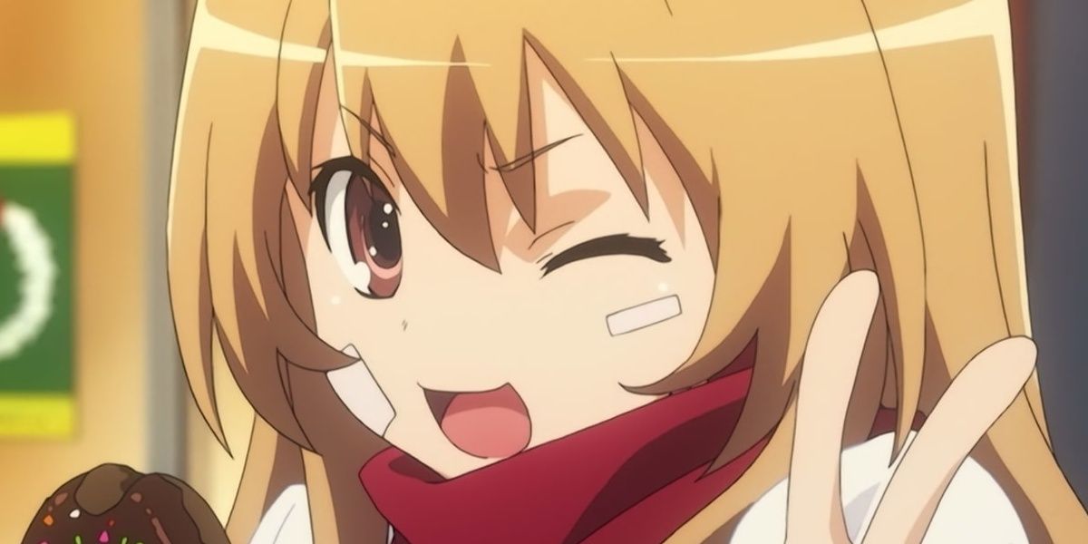 Taiga Aisaka smiling in Toradora!.