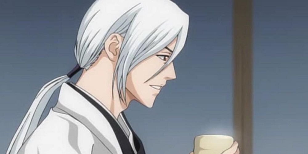 jushiro ukitake holding a cup from bleach