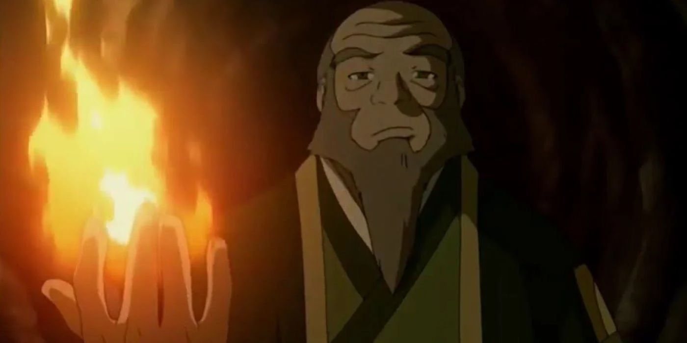 Uncle Iroh Firebending to light a tunnel in Avatar: The Last Airbender. 