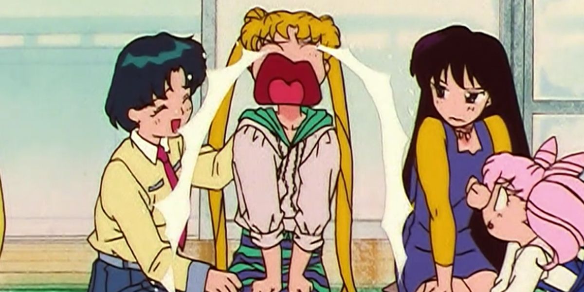 Usagi crying and Rei from Sailor Moon