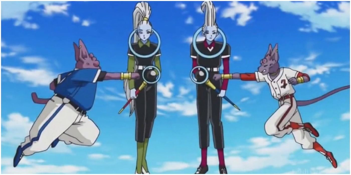 Whis and Vados Stop Champa and Beerus From Fighting