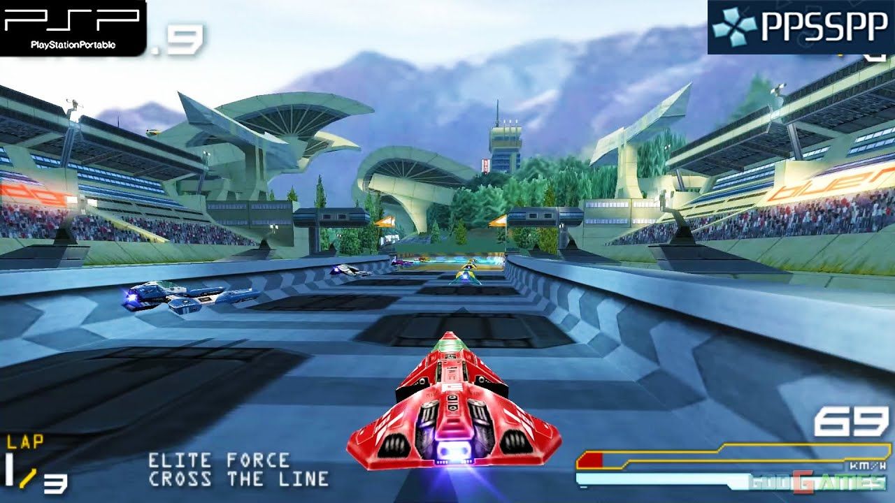 Hovercrafts race in the futuristic tracks of Wipeout Pure.