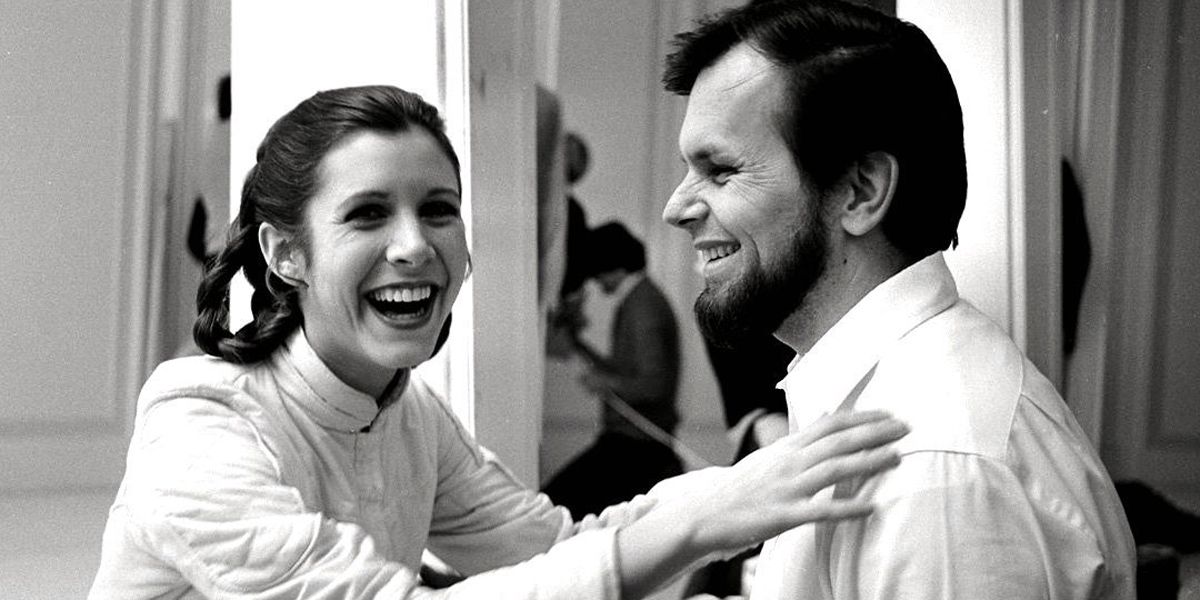 Carrie Fisher and Gary Kurtz on the set of The Empire Strikes Back