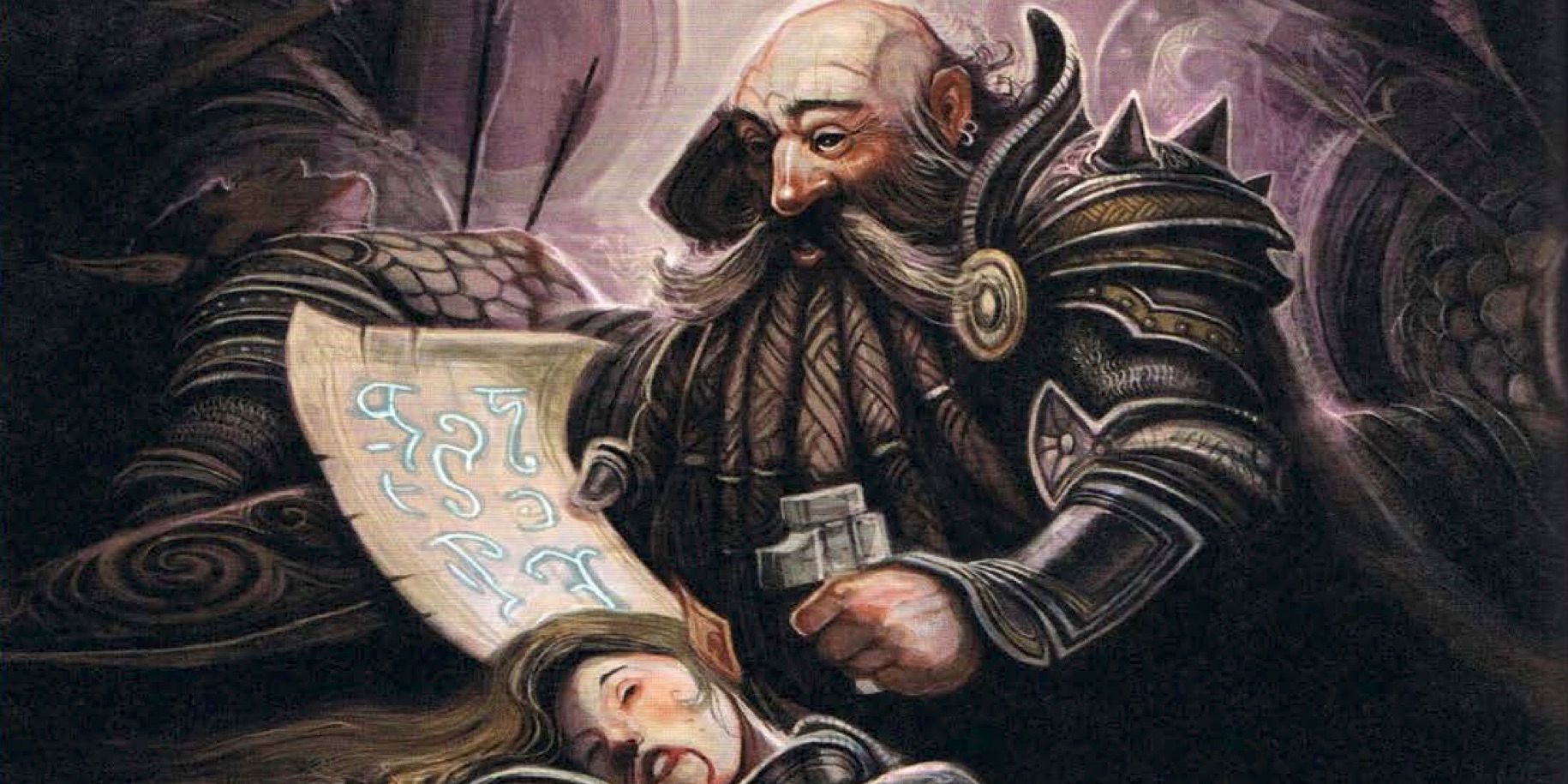 a dwarf cleric kneeling next to an elf to heal her in dnd