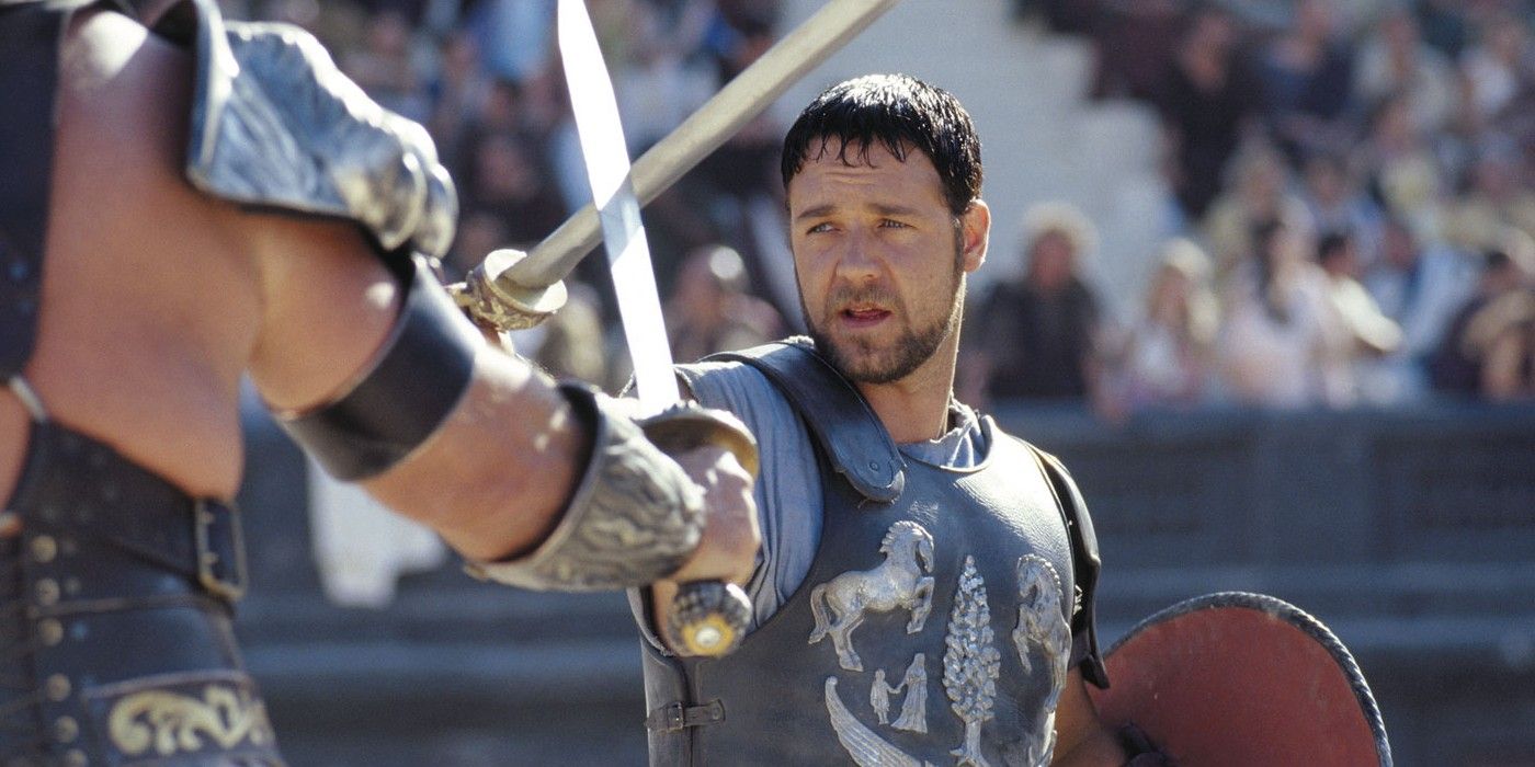 Maximus battling in Gladiator