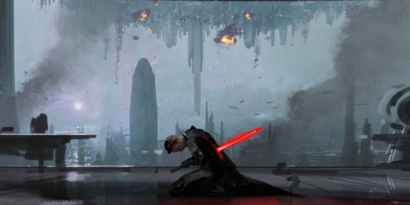 Hux committing seppuku in concept art of Duel of the Fates.