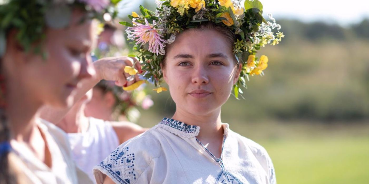 Dani in a floral crown in Midsommar