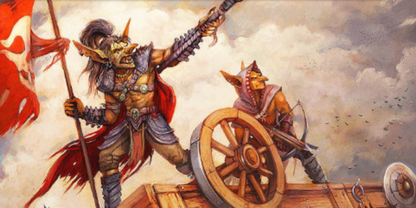 Art from "Prepared!" shows two battle-ready goblins stood on a wooden structure