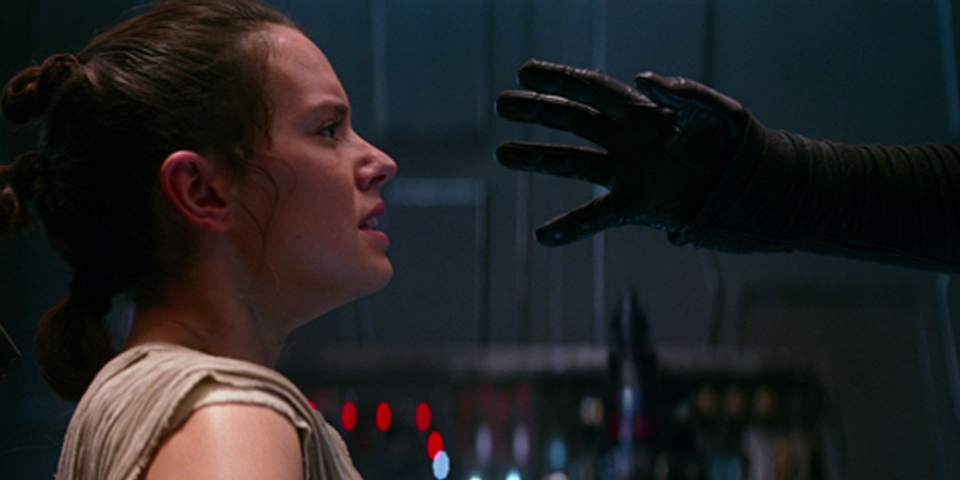 Kylo Ren interrogates Rey in Star Wars Episode VII - The Force Awakens
