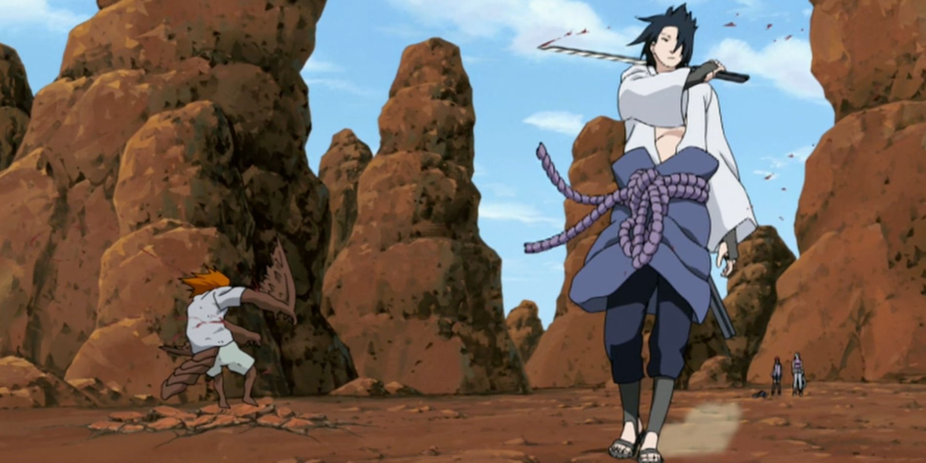 Sasuke attacks with his sword