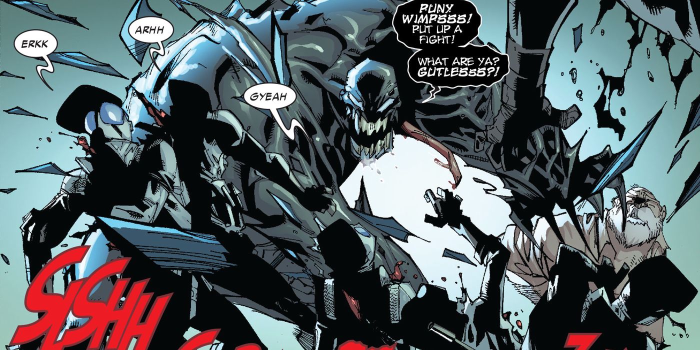 Agent Venom executes a horde of Ultimatum soldiers
