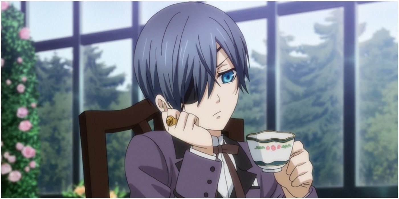 Ciel Phantomhive drinking tea in Black Butler